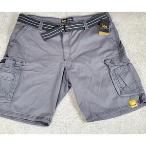 Lee Cargo Shorts Size 42 Gray 9 Pockets Belted NWTGS